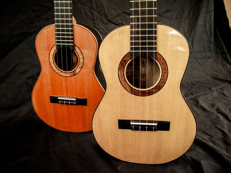 Ebony Tenor with Incense Cedar Top and Myrtle Tenor with Port Orford Cedar Top